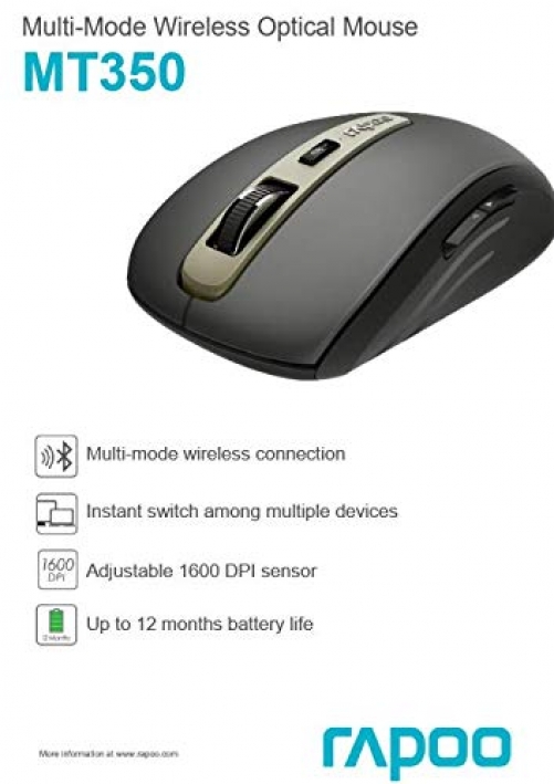 rapoo MT350 Optische 1.600 DPI 2.4GHz Wireless Ergonomische Multimodus Maus