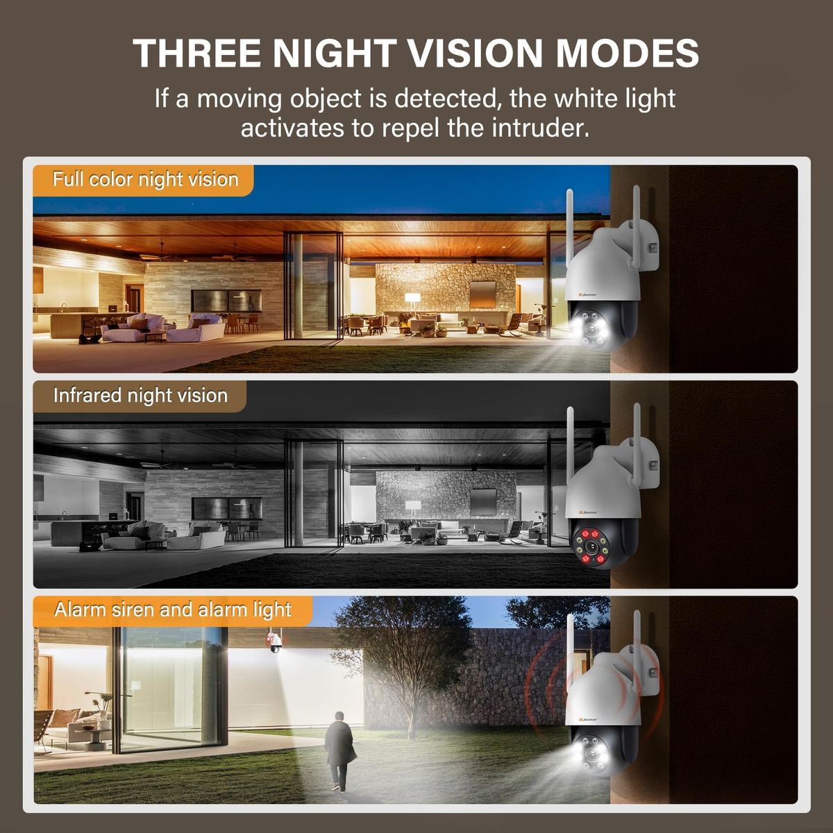 Jennov 2K PTZ Überwachungskamera Aussen, WLAN IP Kamera Outdoor, PTZ Dome WiFi IP Kamera mit Automatische Verfolgung, 24/7 Aufzeichnung, 355°/90° Schwenkbar, Farbiger Nachsicht, Bewegungserkennung