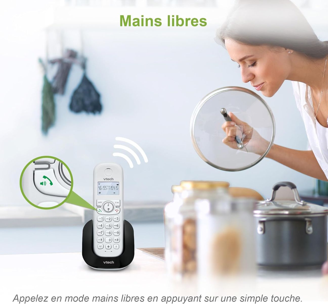 VTech CS1500 Schnurloses DECT-Telefon mit Anrufsperre, Anrufer-ID/Anklopfen, Freisprecheinrichtung, beleuchtetem Display und Tastatur