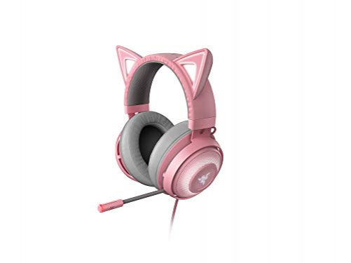Razer Kraken Kitty Gaming Headset Virtual 7.1 Surround-Sound USB Chroma RGB for PC Quartz