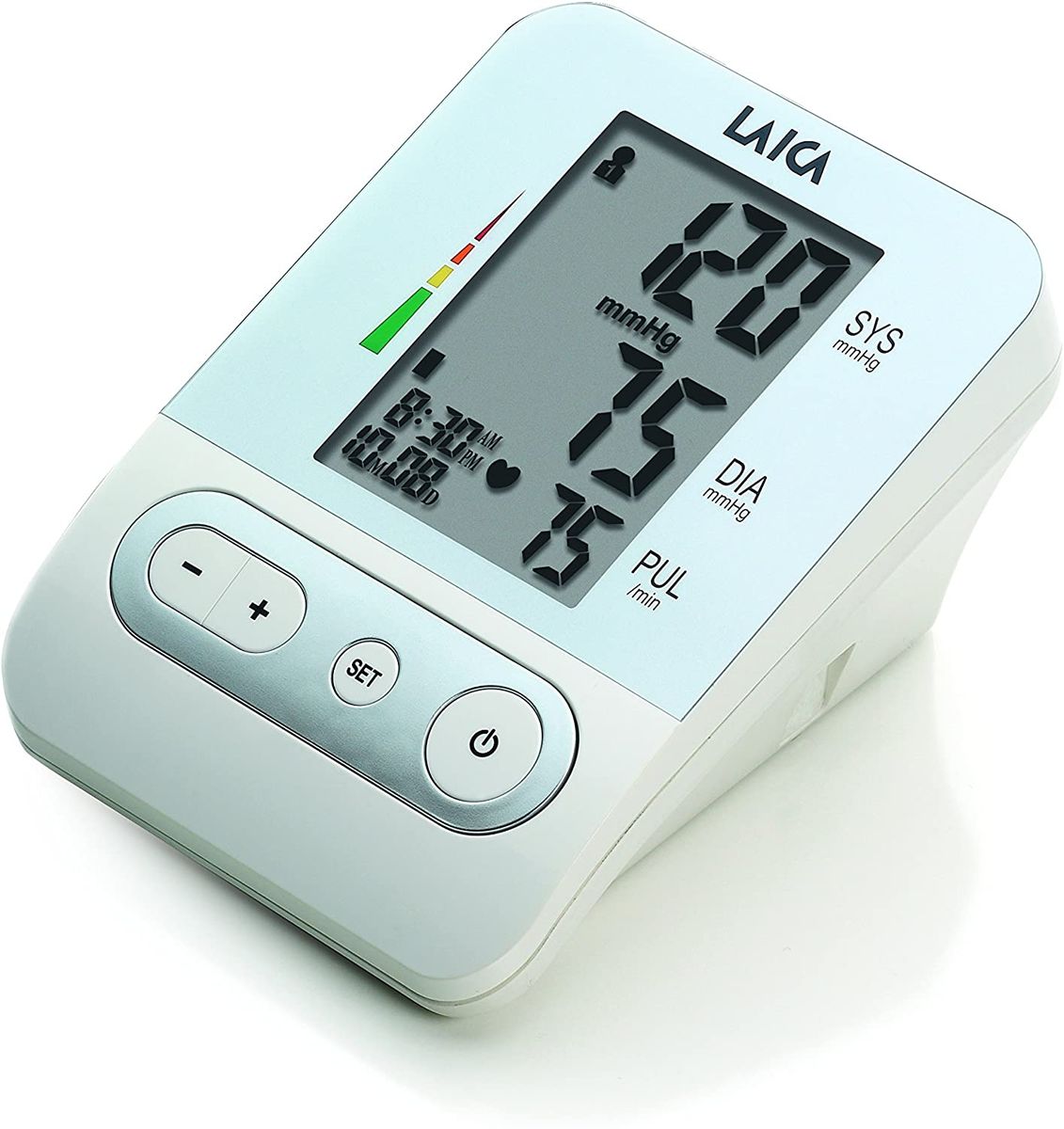 Laica BM2301 Automatic Upper Arm Blood Pressure Monitor, 120 Total Memories, White / Silver