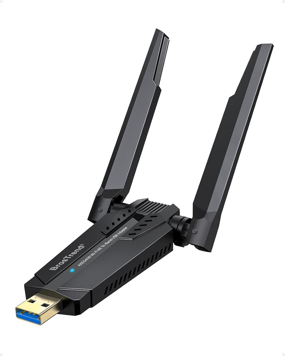 BrosTrend AX8 AXE5400 WiFi 6E USB-WLAN-Adapter für PC, Tri-Band 6/5/2,4 GHz, 5400 Mbit/s, High-Gain-Antennen, WPA3, MU-MIMO, OFDMA, USB 3.0, Nur Windows 11/10