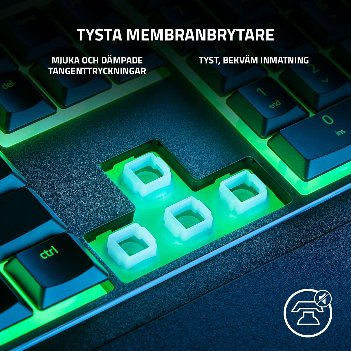Razer Ornata V3 X Low Profile Gaming-Tastatur (Silent Membrane Switches, UV-beschichtete Tastaturen, langlebiges Design, spritzwassergeschu00fctzt, ergonomischer Schreibstu00e4nder) - (NORDIC Layout - QWERTY)