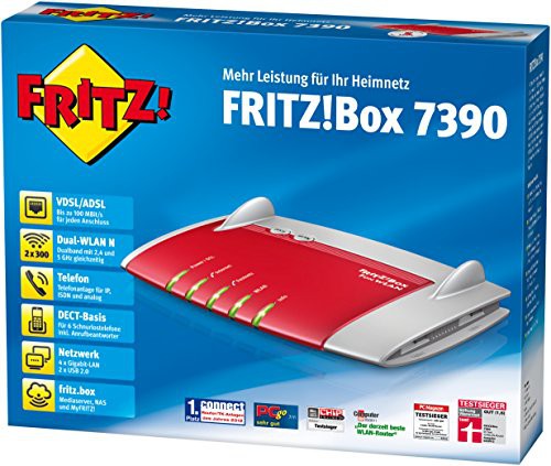 AVM FRITZ!Box 7390 Wlan Router VDSL/ADSL 300 Mbit/s DECT-Basis Media Server