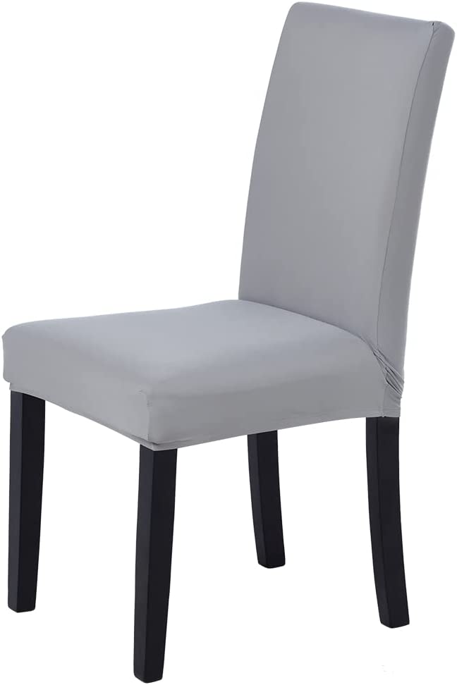 Veakii R Stuhlhussen 4 Stück Elastische Moderne Beschützer Stuhlhussen, Stuhl Abdeckungen für Haus Esszimmer Moderne Hochzeit Bouquet, Hotel, Restaurant Dekor（Hellgrau） Hellgrau 4 Stück