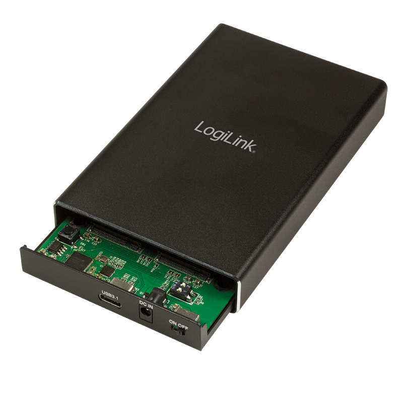 LogiLink UA0297 Festplattengehäuse 2-Bay (2X M.2 SSD) RAID, M.2 SATA SSD, USB 3.1 Gen2 Schwarz