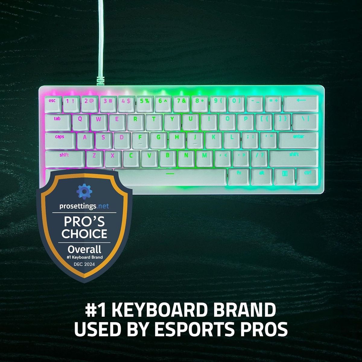 Razer Huntsman V3 Pro Mini Gaming Tastatur 60% Analoge Optische Switches Schnellfeuer-Trigger Razer Snap Tap Doubleshot PBT Tastenkappen Kabelgebunden DE Layout QWERTZ