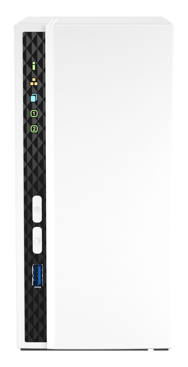 QNAP TS-233 2-Bay NAS Tower, ARM Cortex-A55 2 GHz, 2 GB RAM, QTS 5.0, 65 W, 1x Gigabit LAN, Weiß