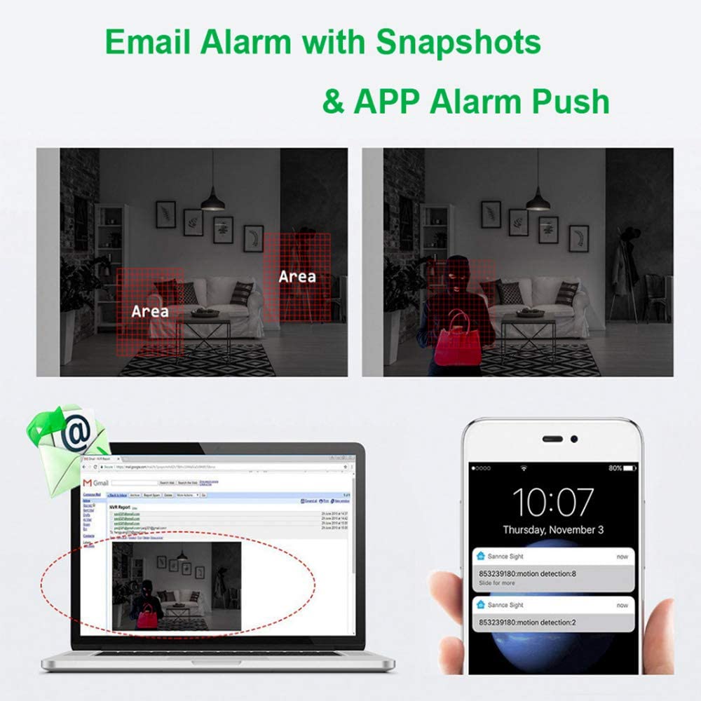 Aottom 1080P WLAN Surveillance Camera Set Wireless CCTV NVR System Outdoor IP Surveillance Camera IR Night Vision Wireless Surveillance Set