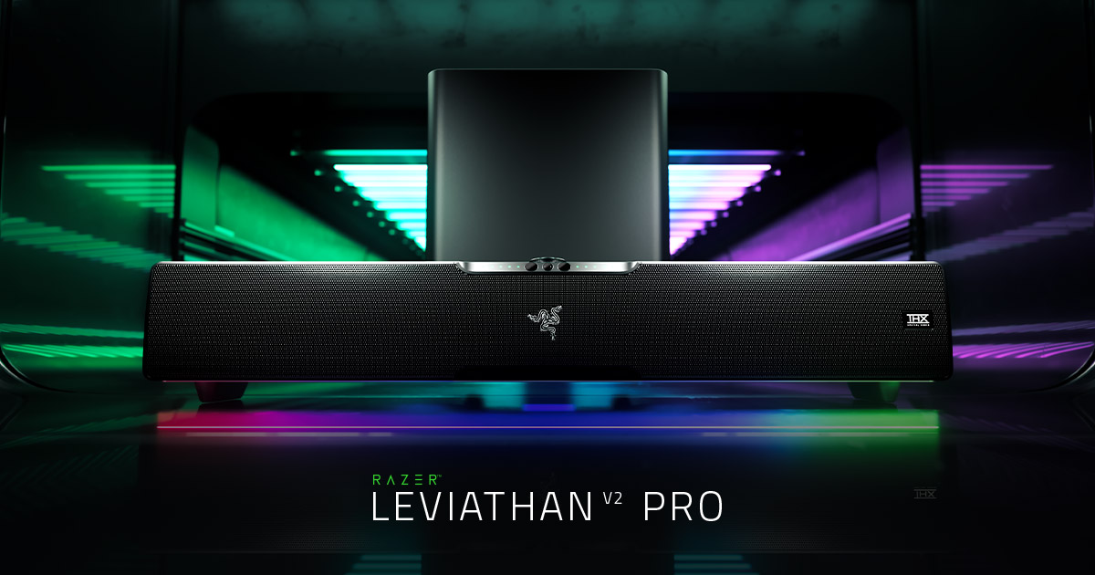 Razer Leviathan V2 Pro Gaming Soundbar + Subwoofer AI-Powered Beamforming 2.1 Surround BT USB Chroma RGB for PC Black EU