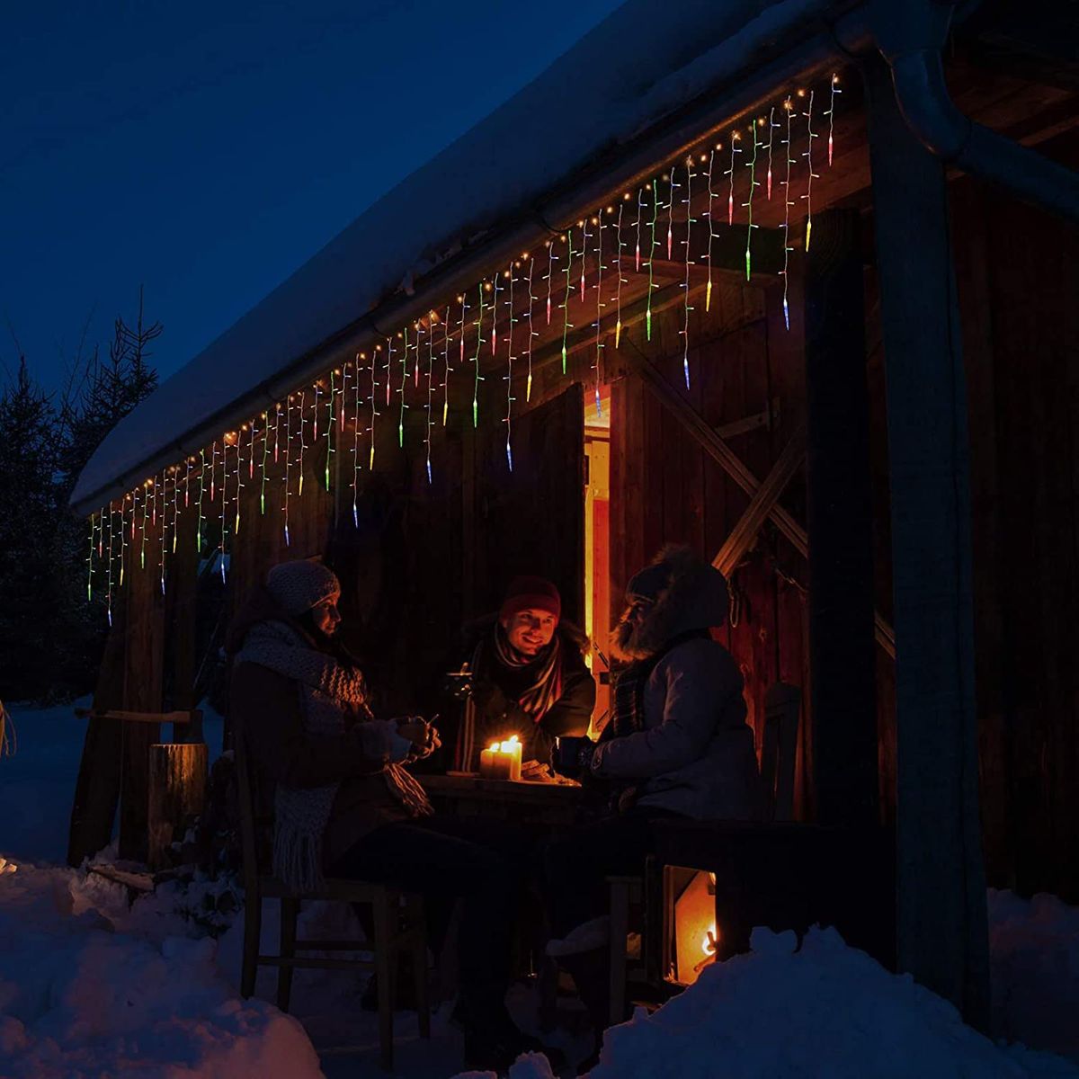 Auniq Eisregen Lichterkette Außen 5M 216 LED Eisregen Lichtervorhang Weihnachtsbeleuchtung IP44 Wasserdicht 8 Modi Eiszapfen Lichterkette 36 Tropfen 5m langem Kabel für Balkon Fenster Traufe Mehrfarbig