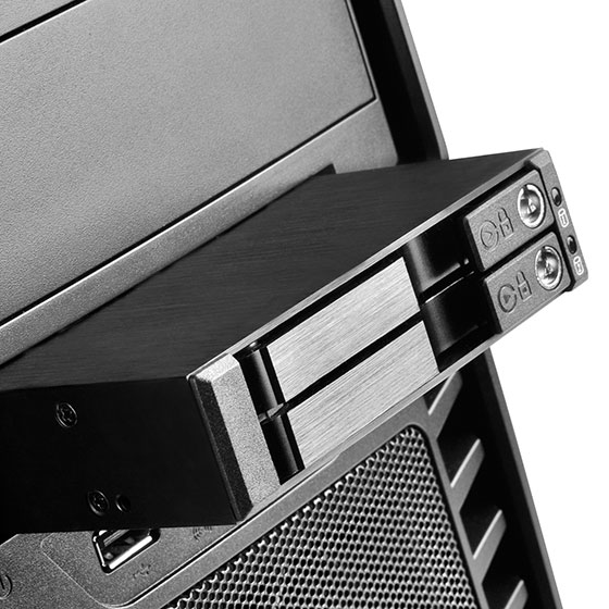 SilverStone SST-FS202B Festplatten-Backplane 2x2,5" in 3,5" Einschub, Aluminium, Schwarz, 6 Gbit/s, Schloss, LED, Hot-Swap