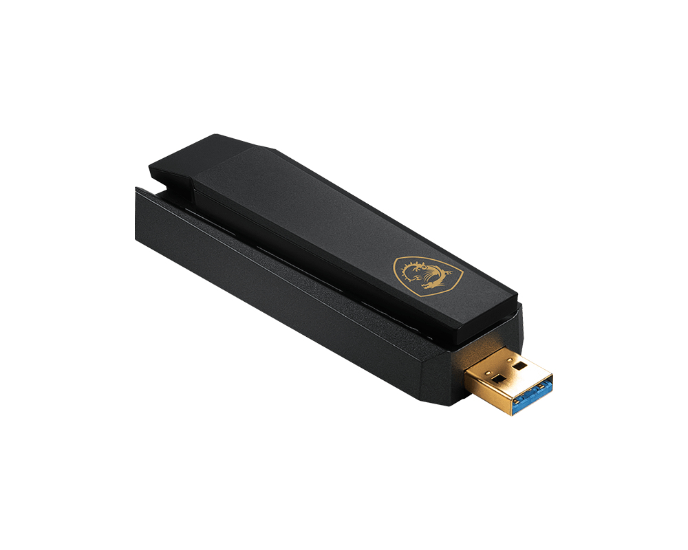 MSI AXE5400 USB-WLAN-Adapter, USB Typ-A, USB 2.0, Kabellos 2,4/5 GHz, Schwarz