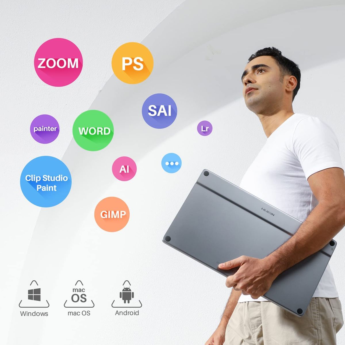 HUION Kamvas Pro 16 2.5K Grafiktablett Display 2.5 K Auflösung 145% SRGB-Farbraum 1: 1200-Kontrastverhältnis geeignet für Malerei Online-Arbeit-15.8"
