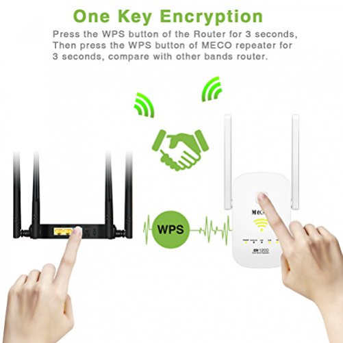 MECO WLAN Repeater AC1200 Dualband WPS Seamless Roaming Repeater Router AP Modus
