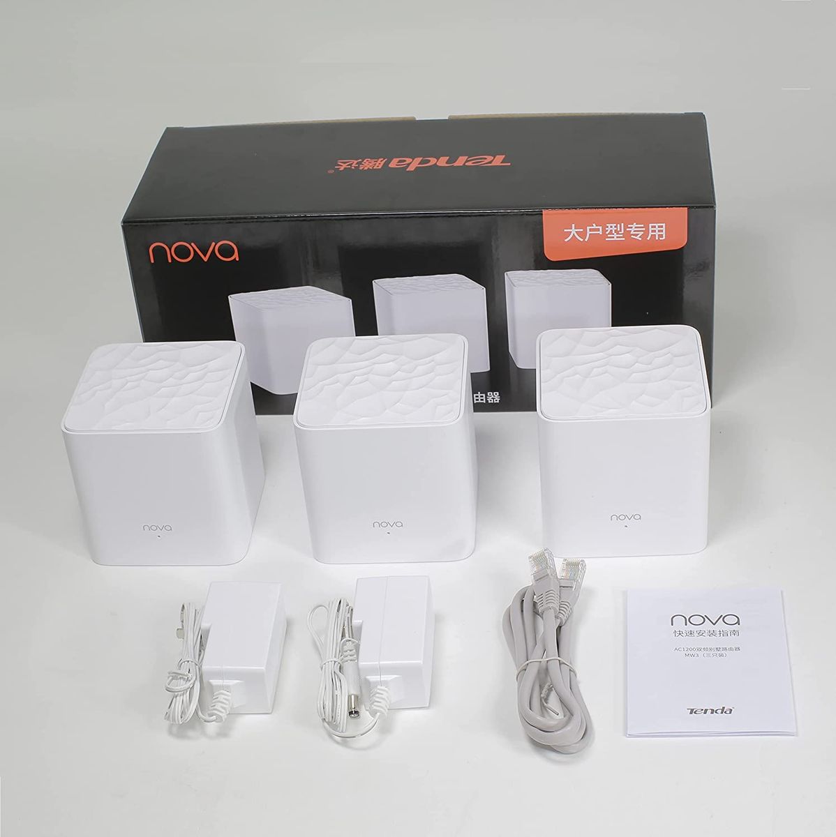 Tenda Nova MW3 2-piece Mesh WLAN System 1200 Mbps Dual Band Wi-Fi Router up to 200m² Coverage 4x LAN/WLAN Port Replaces Router & Repeater Smart Roaming for Multiple Floors 2-pack