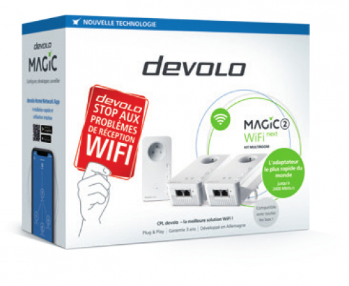 devolo Magic 2 WiFi next: schnellstes CPL Multiroom Kit der Welt (2400 Mbit/s, 5 Gigabit-Ethernet-Ports) ideal für Download und Streaming (geeignet für Frankreich)