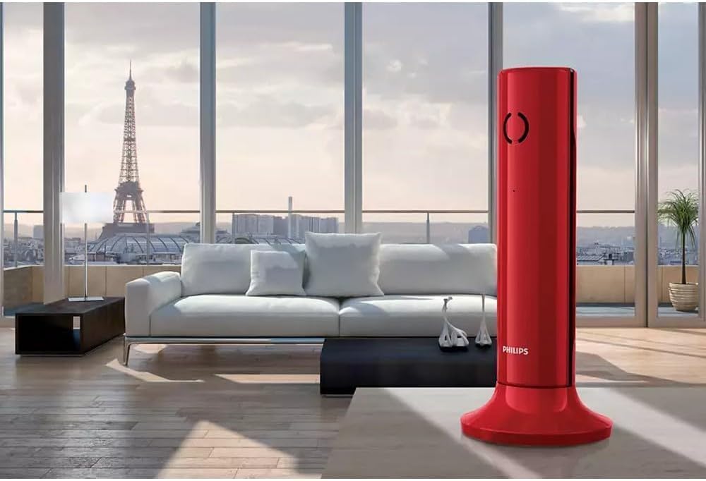 Philips M4502R/34 Schnurloses Festnetztelefon, 4,1 cm LCD-Display, Hintergrundbeleuchtung, Freisprecheinrichtung, HQ-Sound, kompakt, Rot