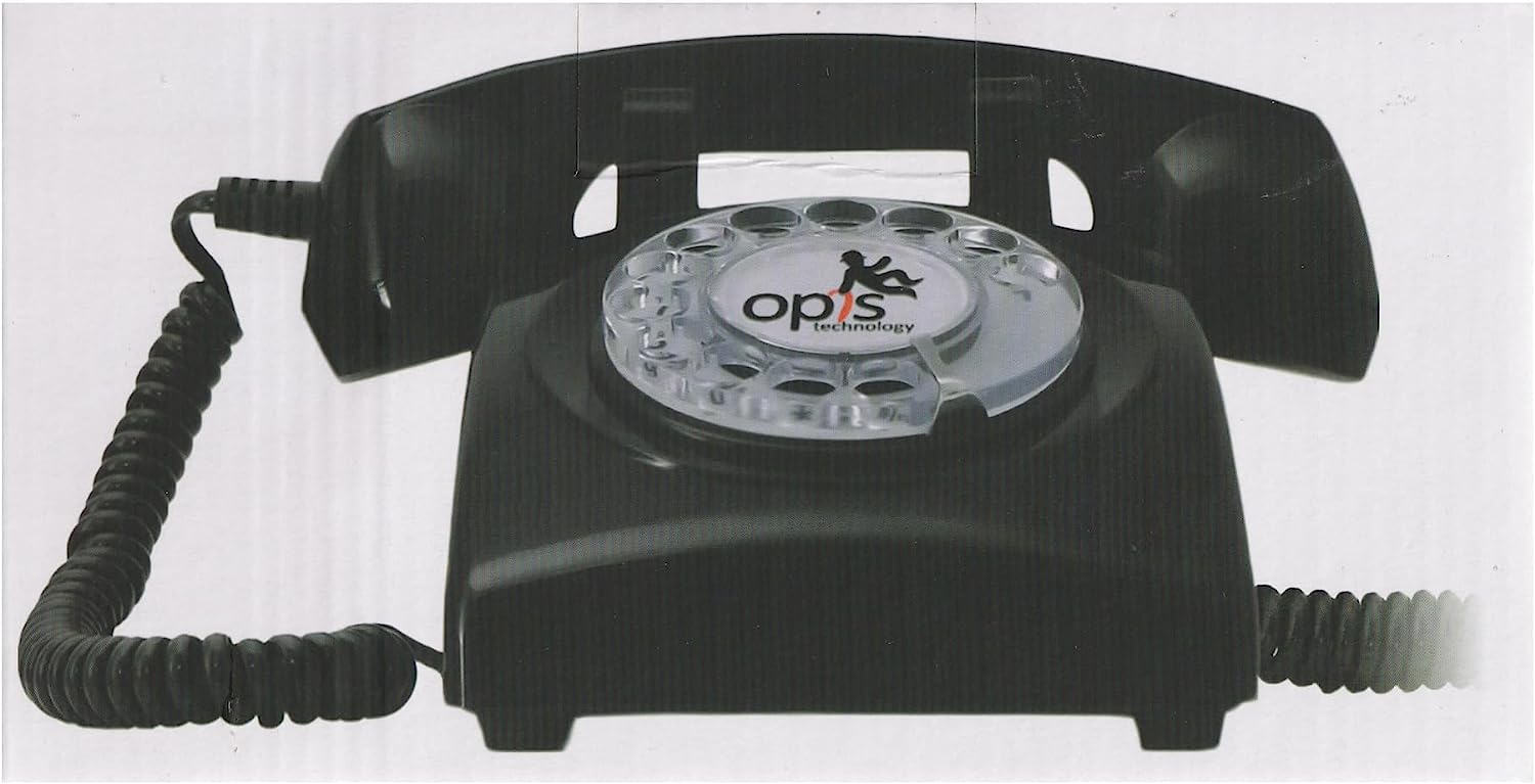 Opis Retro Telefon Wählscheibe/Festnetztelefon Retro/Telefon mit Schnur/Telefon mit Wählscheibe/Telefon Retro/Telefon Kabelgebunden - Das Traumtelefon Opis 60s Cable in schwarz 60s cableAlle Logos mit inbegriffen schwarz