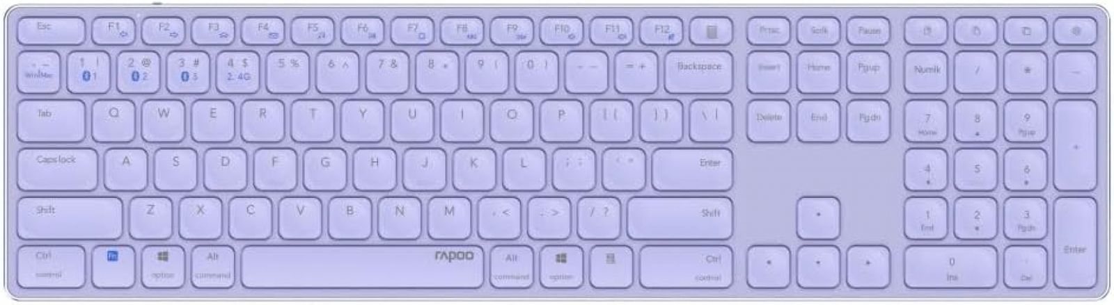 Rapoo E9800M Keyboard Dual Wireless BT + RF Aluminium Purple DE Layout