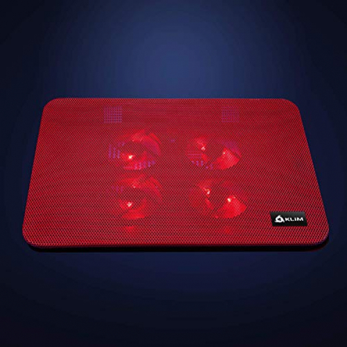 KLIM Serenity + Laptop-Kühler + 11 bis 15,6 Zoll + Perfekt für kleine und mittlere Laptops + Stabiles und Robustes Metallgitter + Geräuschloses Laptop-Kühlpad + NEU 2020 (Rot)