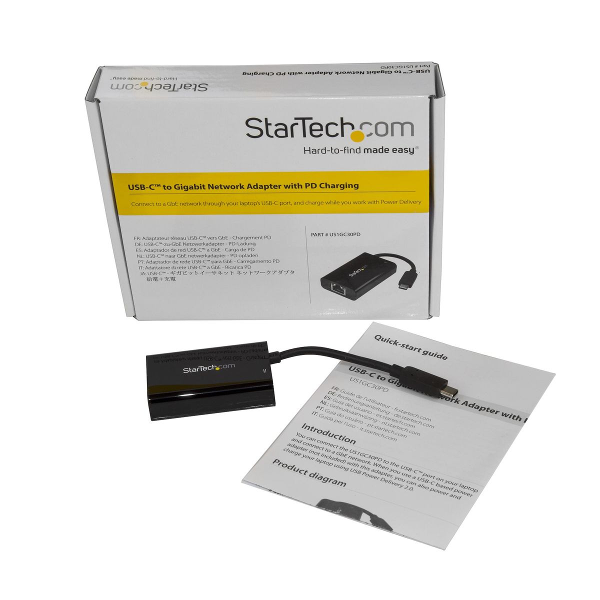 StarTech.com USB-C auf Gigabit Netzwerk Adapter mit PD 2.0 - USB 3.1 Typ-C 1Gbit/s NIC/Netzwerkadapter - USB-C/TB3 auf 1GbE RJ45/LAN - Windows, MacOS, Chromebook - Schwarz