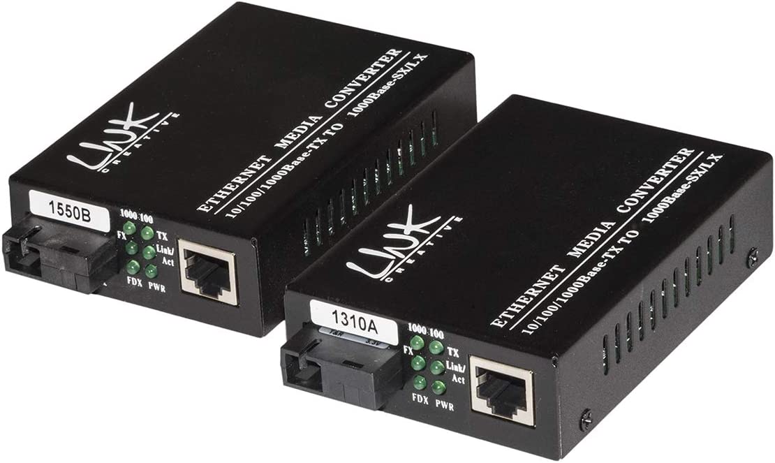 Link lkmcsmw Paar Media Converter 10/100/1000 Singlemode WDM 1 Faser bidirektionale 1310/1550nm