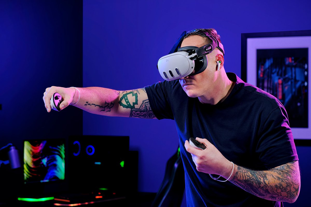 Razer Head Strap System - Ergonomisches VR-Kopfriemen-System für Meta Quest 3 - Verstellbares bequemes Kopfband mit ResMed-Technologie (Optimale Gewichtsverteilung, Slip-On-Design) Schwarz