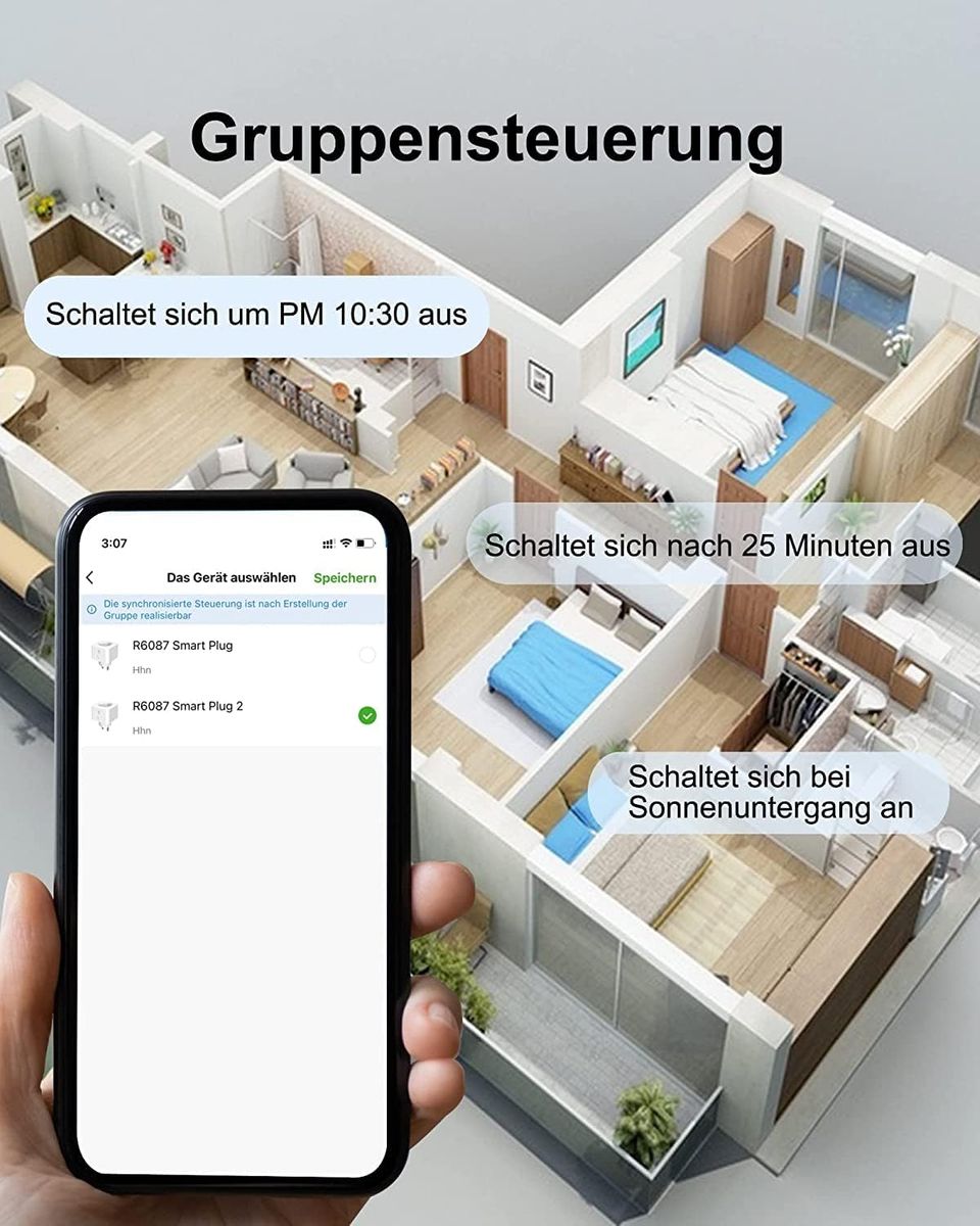 Woox Alexa Steckdose 2 Stück, WLAN Steckdose 16A, Smart Plug TÜV Geprüft, Lichter Fernbedienung, Sprachsteuerung mit Alexa/Google Home Kompatibel, Zeitschaltuhr, Nur 2,4 GHz Wifi…