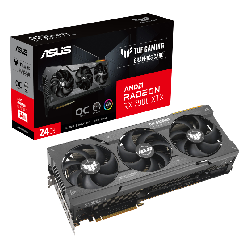 ASUS TUF Gaming TUF-RX7900XTX-O24G-GAMING AMD Radeon RX 7900 XTX 24 GB GDDR6, PCIe 4.0, HDMI 2.1, 3x DisplayPort, 3x 8-pin, 3,63-Slot, ARGB