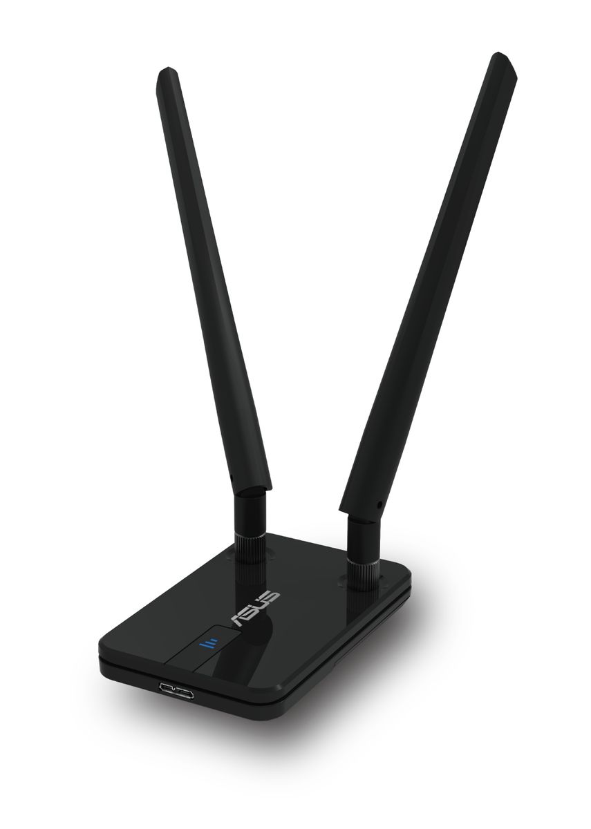 ASUS USB-AC58 Wireless-AC1300 USB-WLAN-Adapter, Dual-Band 2,4/5 GHz, USB 3.0, 2 abnehmbare Antennen, USB-Verlängerungskabel, WPS, Wi‑Fi 5