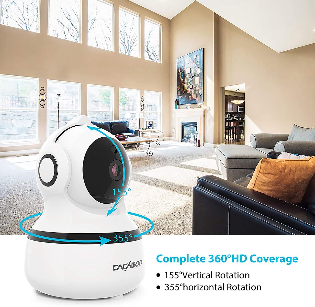 Cacagoo WiFi IP Camera Security Camera, Baby Monitor 1080P FHD Indoor Wireless Pet Camera