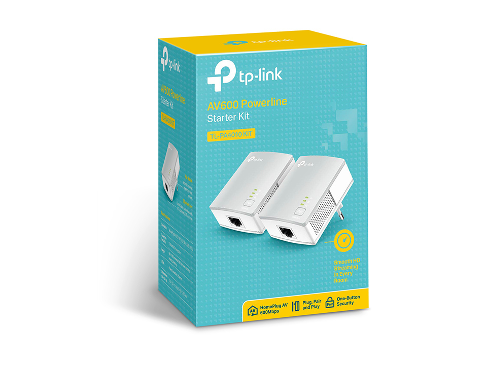 TP-Link TL-PA4010 KIT (EU) V4.0 Powerline Adapter 600 Mbit/s Ethernet-LAN 2er Set Weiß