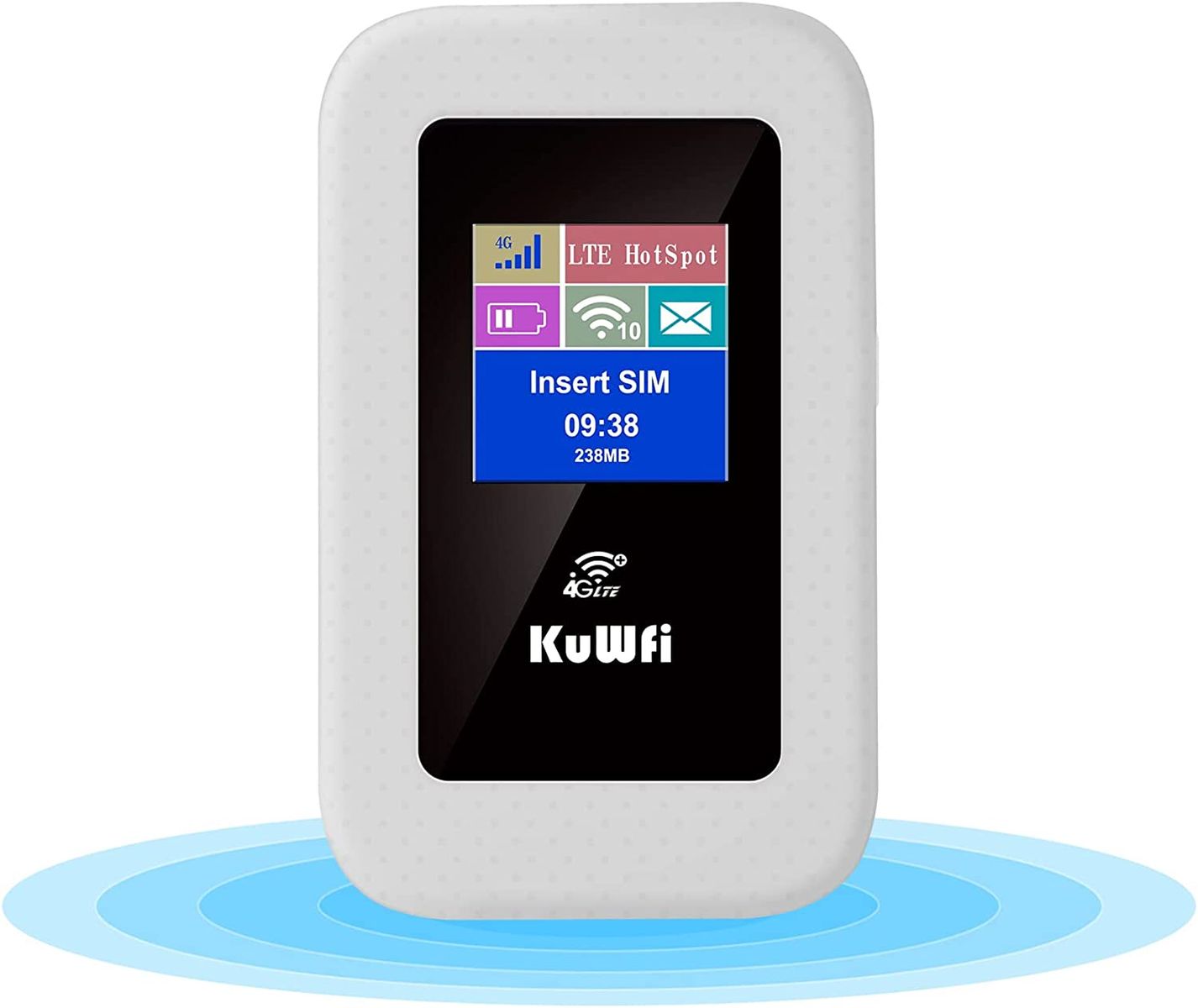 KuWFi Mobiler 4G LTE WLAN Router, KuWFi 4G Modem 150 Mbit/s, 4G Dongle mit SIM-Kartensteckplatz, wiederaufladbarer 2100-mAh-Akku, Farbbildschirm, WLAN-Freigabe für bis zu 10 Geräte, C920