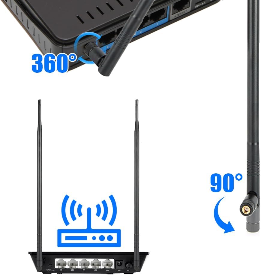 Tiiyee Tiiyee WLAN-Antenne 12 dBi 2,4/5 GHz Outdoor, 50 Ohm, Schwarz, 3,9 m Reichweite, für WLAN-Router, Netzwerkgeräte & Überwachungskameras