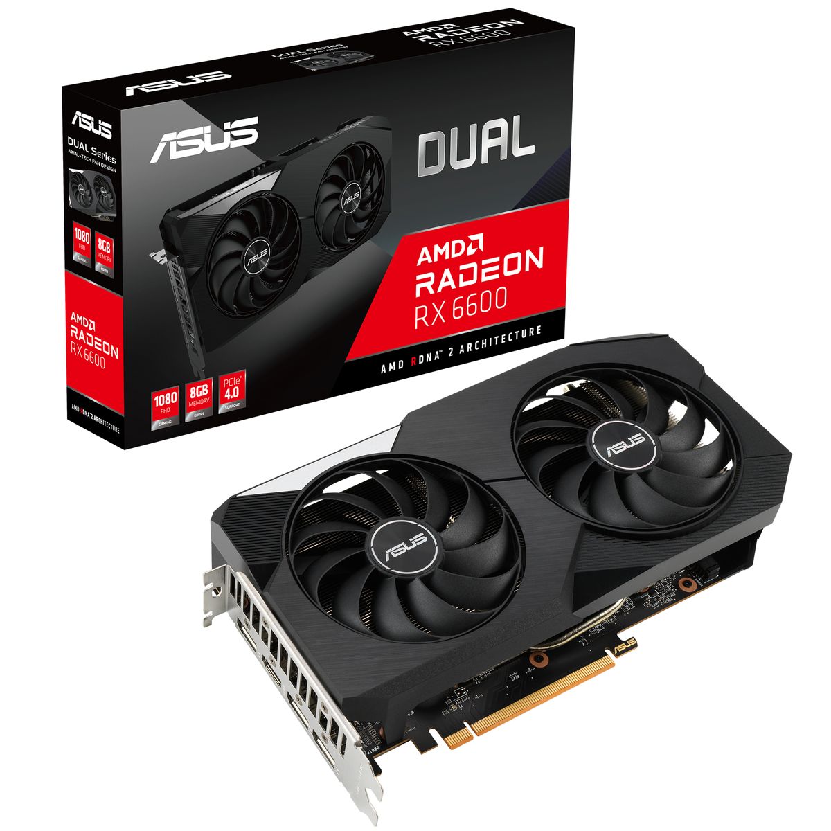 ASUS Dual RX6600-8G AMD Radeon RX 6600 8 GB GDDR6, PCIe 4.0, HDMI 2.1, 3x DisplayPort, 2x Lüfter, 8-pin
