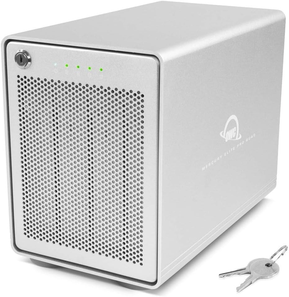 OWC Mercury Elite Pro Quad (0 TB) - Externes Speichergehäuse mit Vier Einschüben und SoftRAID XT für 2,5-Zoll- und 3,5-Zoll-SATA-Laufwerke