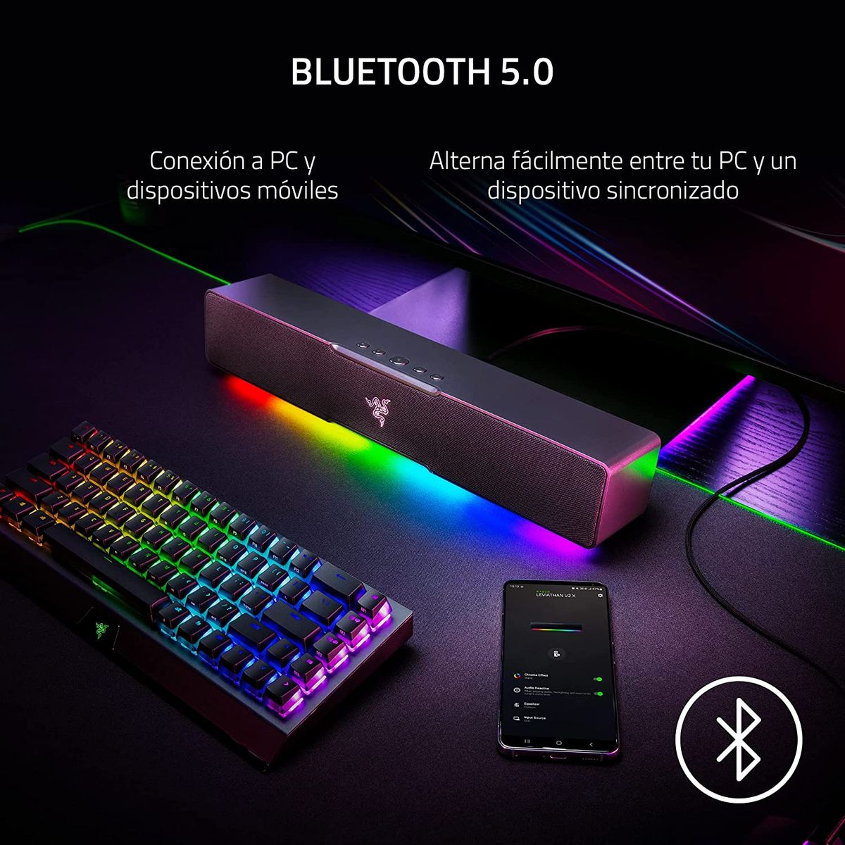 Razer Leviathan V2 X Gaming Soundbar 5.1 Surround-Sound BT USB-C Chroma RGB for PC Black