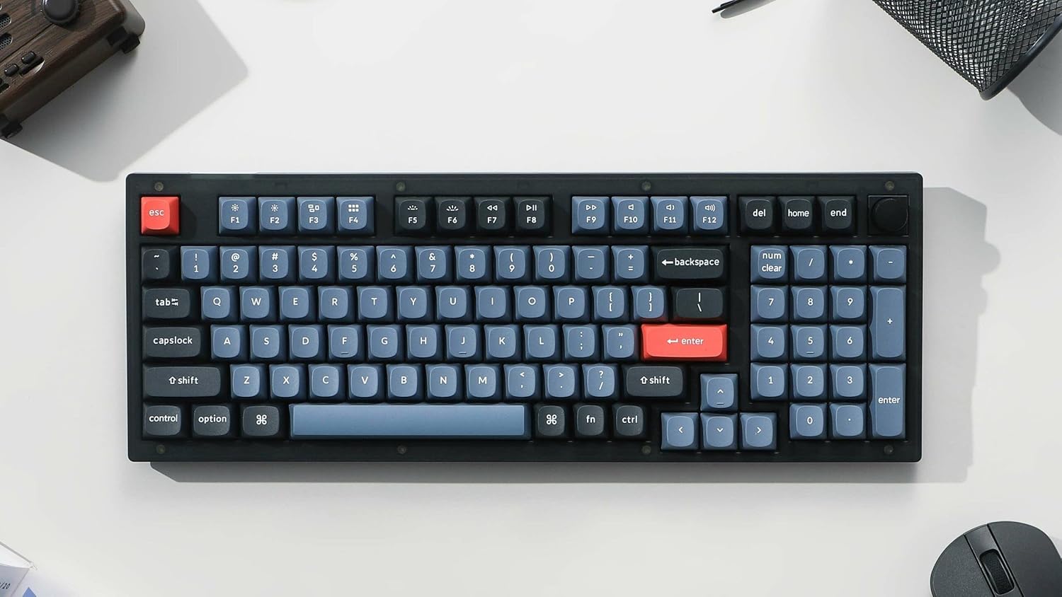 Keychron V5 QMK/VIA Mechanische Tastatur mit knob, Hot-Swappable, Custom Programmable Macro, 1000 Hz, K Pro Red Switch, Hintergrundbeleuchtung RGB, PBT Keycaps fu00fcr Mac Windows - (FRA Layout - AZERTY)