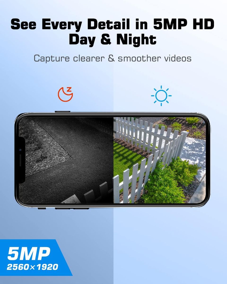 ANRAN Q01 Max Grigio 5MP Akku Solar Außen Überwachungskamera, Kabellos, PIR Bewegungserkennung, Farb-Nachtsicht, 360°, Alexa, Grau