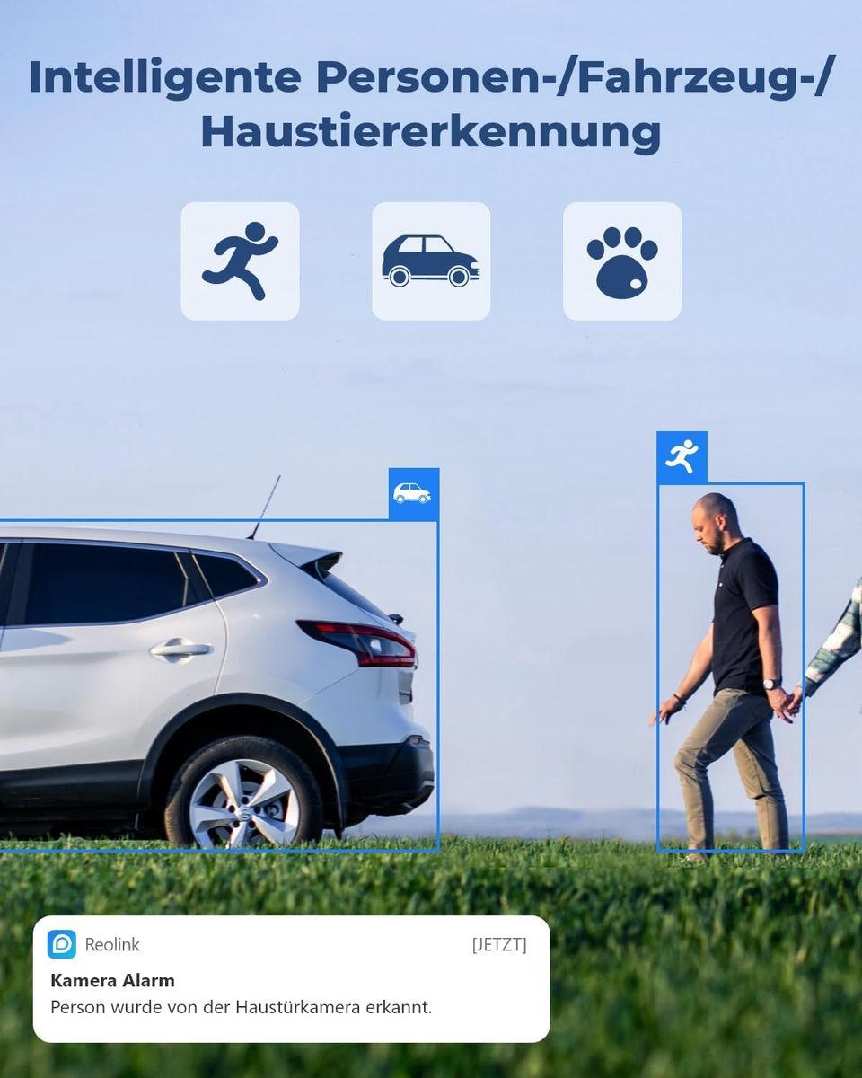 Reolink Duo 2 WiFi 4K Dual-Lens Außen WLAN Überwachungskamera, 180° Ultraweitwinkel, Personen-/Fahrzeug-/Tier-Erkennung, Farbnachtsicht, 2-Wege-Audio, Dualband 2,4/5 GHz