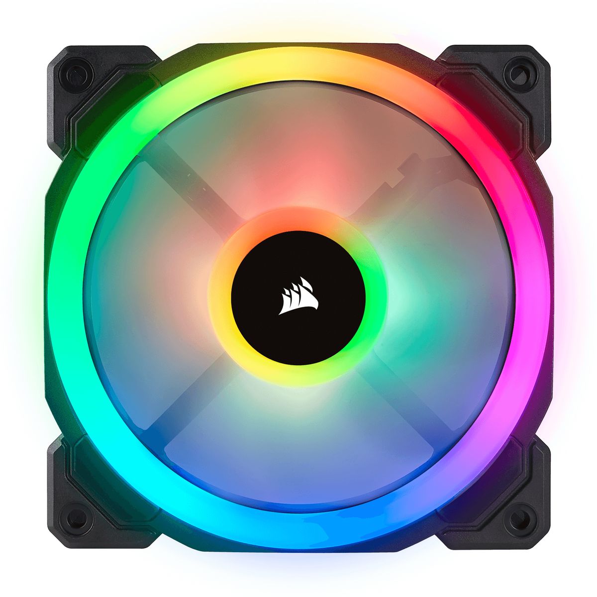 Corsair LL120 RGB Gehäuselüfter 120 mm, RGB, PWM, Hydrauliklager, 600–1500 U/min, Schwarz/Weiß