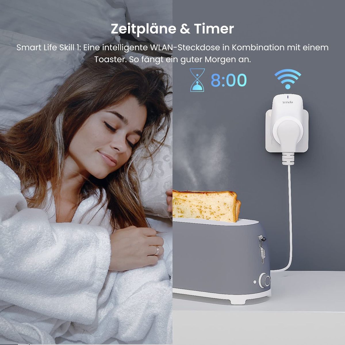 Tenda WLAN Smart Steckdose SP9, 16A Wifi Plug mit Energieverbrauchsanzeige, App- und Sprachsteuerung (Alexa & Google home) , Timer, AwayModus Kinderschutz, 4er pack (Nur 2.4GHz WiFi) Mit Energieverbrauchsanzeige 4er Pack 16a
