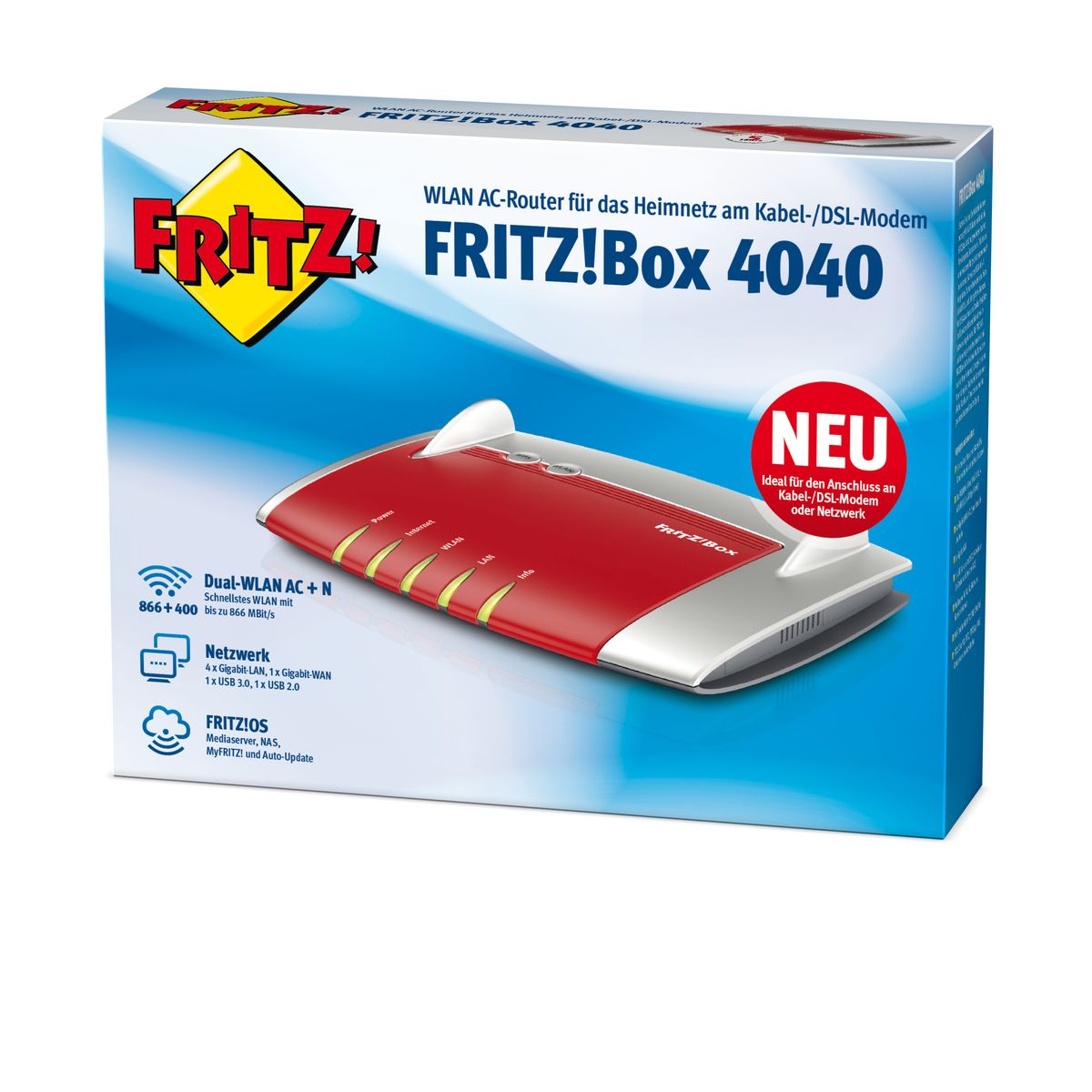 Avm FRITZ!Box 4040 Dual-band 2.4 GHz 5 GHz Gigabit Ethernet Rot