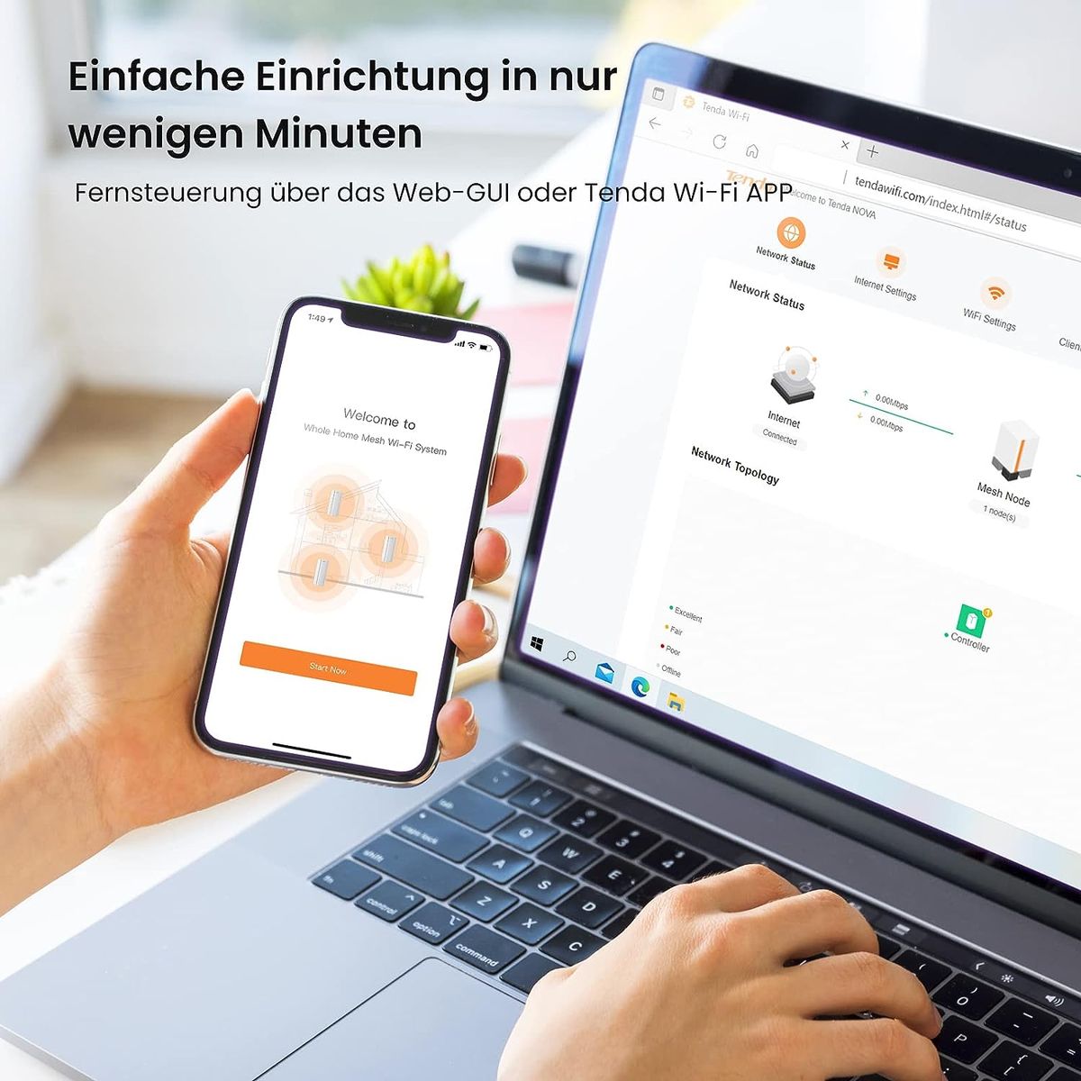 Tenda Nova MX12 Mesh WLAN WiFi 6 System - AX3000 Dual Band WLAN Mesh System [Reichweite bis zu 650m² & 160 Geräte] - 9X Gigabit Port - Ersetzt WLAN Router & Repeater - Kompatibel mit Alexa - 3er-Pack