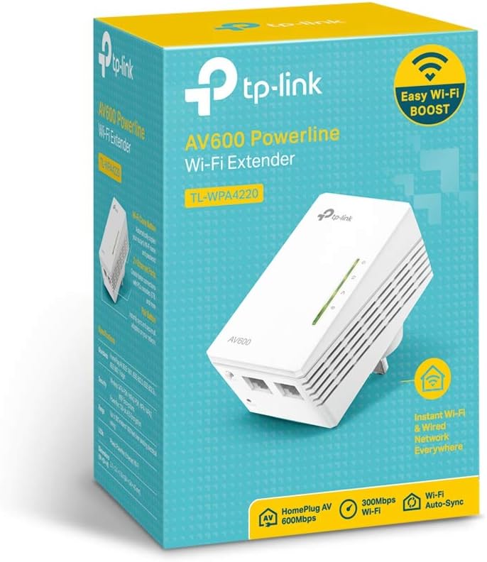 Tp-Link 300Mbps Av600 Wifi Powerline Extender, Tl-Wpa4220 (Powerline Extender)