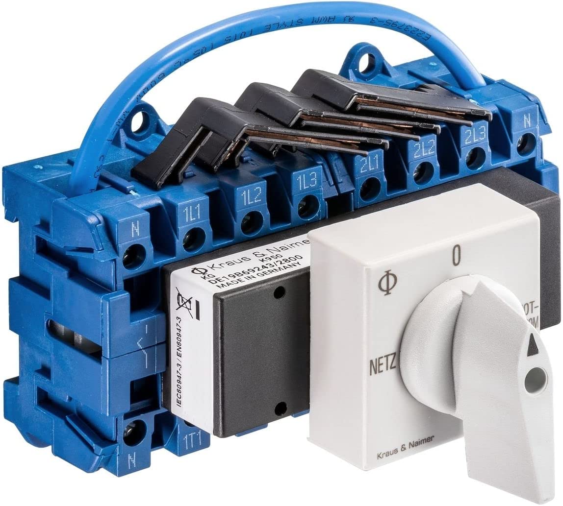 Kraus & Naimer KG32A K950 VE2 +F437 Umschalter 4-polig mit Stellung Netz 0 Notstrom 90° Schnappbefestigung Lastschalter