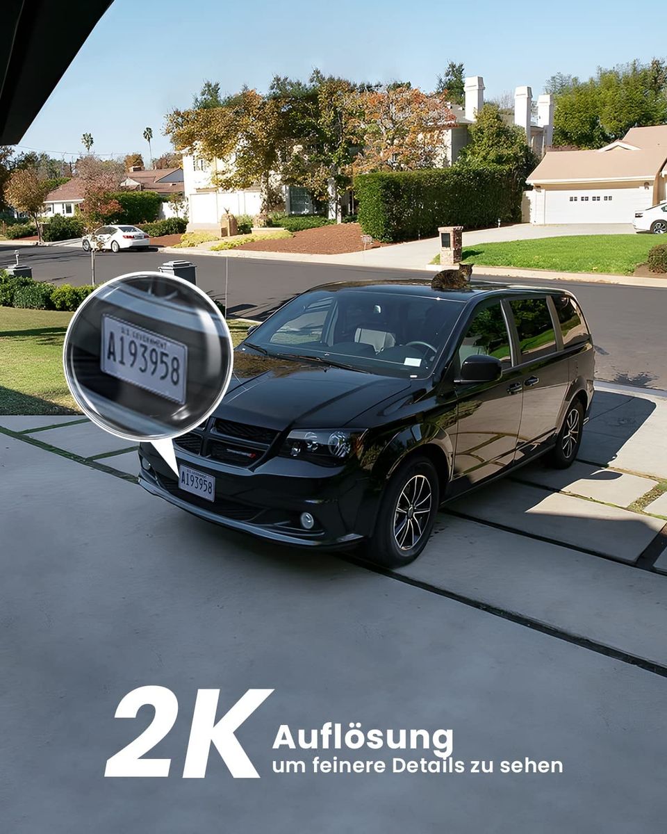 ieGeek 2K Solar Überwachungskamera Aussen Akku, 355°/140° Pan Tilt Kabellose Überwachungskamera mit Farbnachtsicht, PIR Bewegungsmelder, Sirene/Weißlichtalarm, 2-Wege-Audio, IP65, Cloud/SD Storage Kamera1 Schwarz