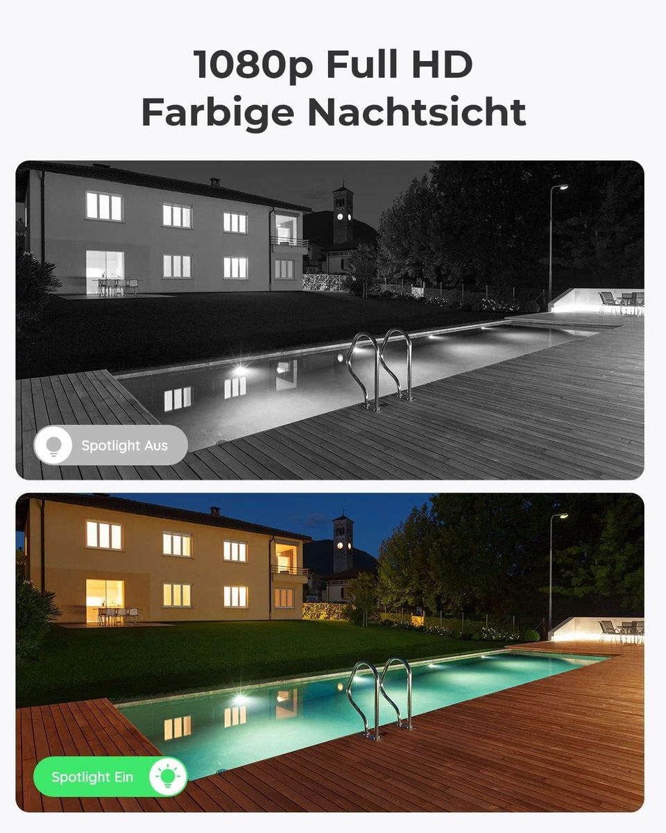 Reolink Lumus Schwarz WLAN Kamera Outdoor mit Licht Spotlight, 1080P Überwachungskamera Aussen mit 2-Wege-Audio, Bewegungserkennung + PIR, Micro SD-Kartenslot, Sirene