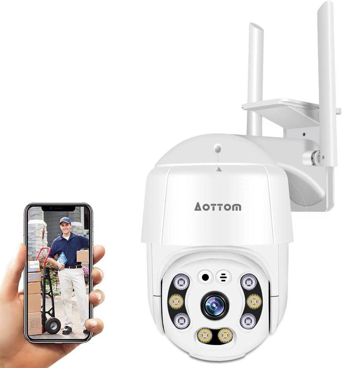 Aottom Überwachungskamera Aussen 1080P WLAN IP Kamera Outdoor PTZ Dome Kamera Sicherheitskamera Bewegungsmelder 40m Nachtsicht 2-Wege-Audio IP66 Wasserdicht APP YI Lot SD KartenslotMAX.128 GB